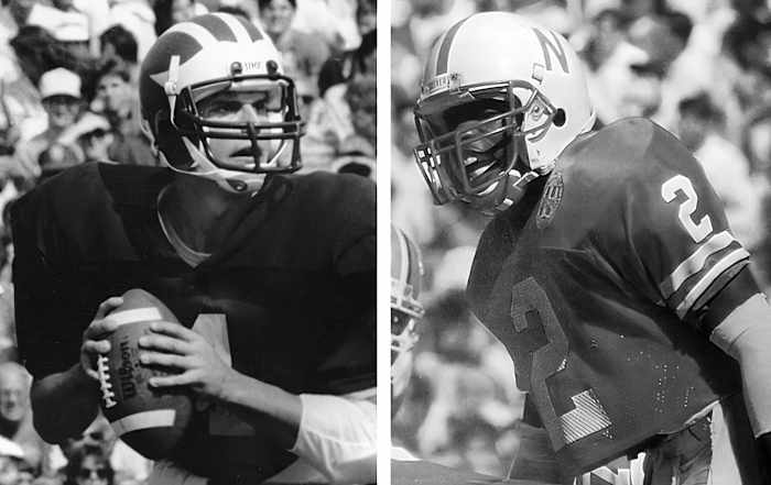 Jim Harbaugh and Mickey Joseph quarterbacks Michigan Nebraskajpg